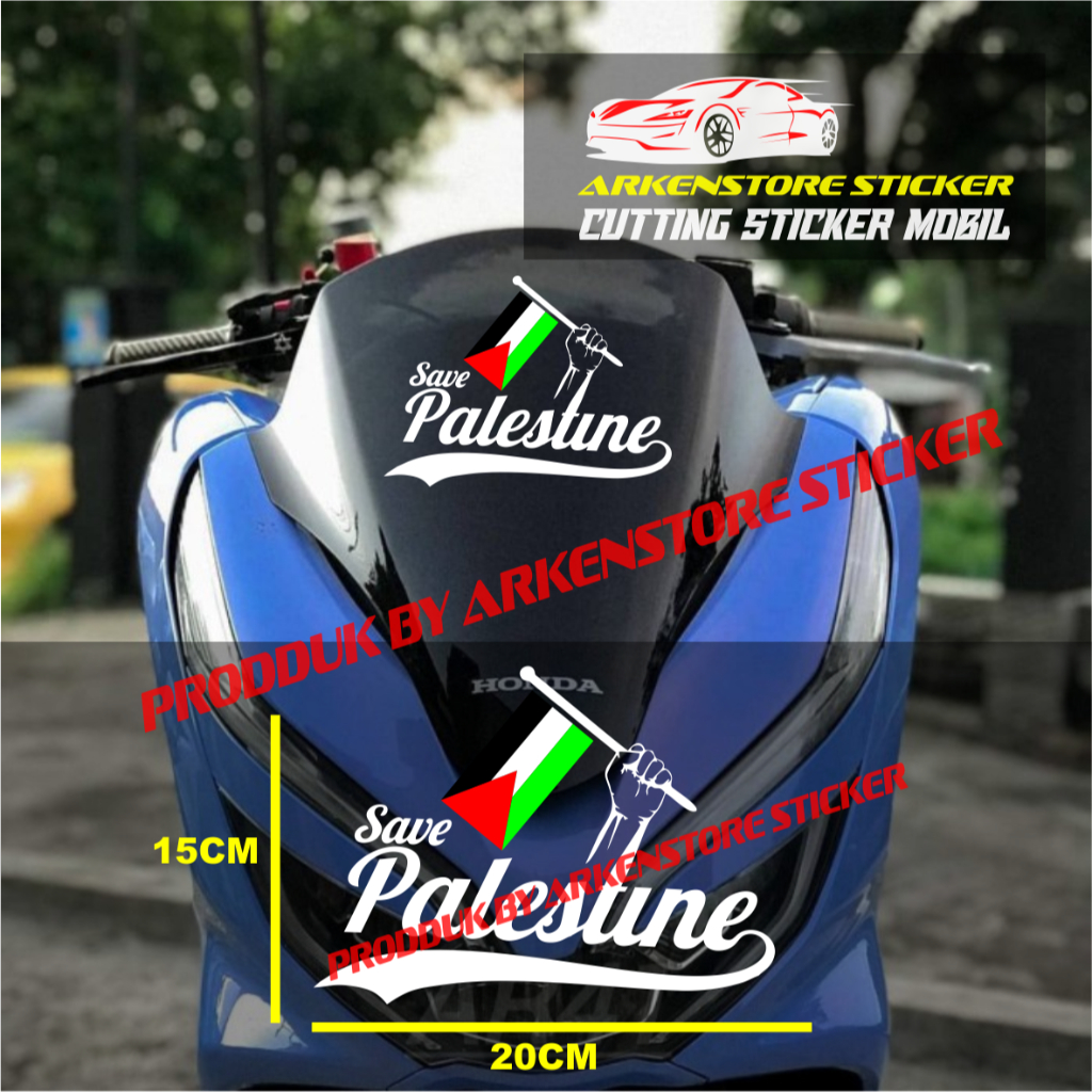 Sticker save palestine cutting sticker free palestine sticker visor bodi motor mobil save palestine