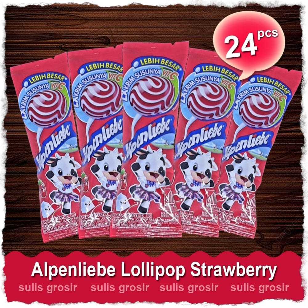 

Alpenliebe Lolipop Renceng Strawberry 1 Pak isi 24 Pcs