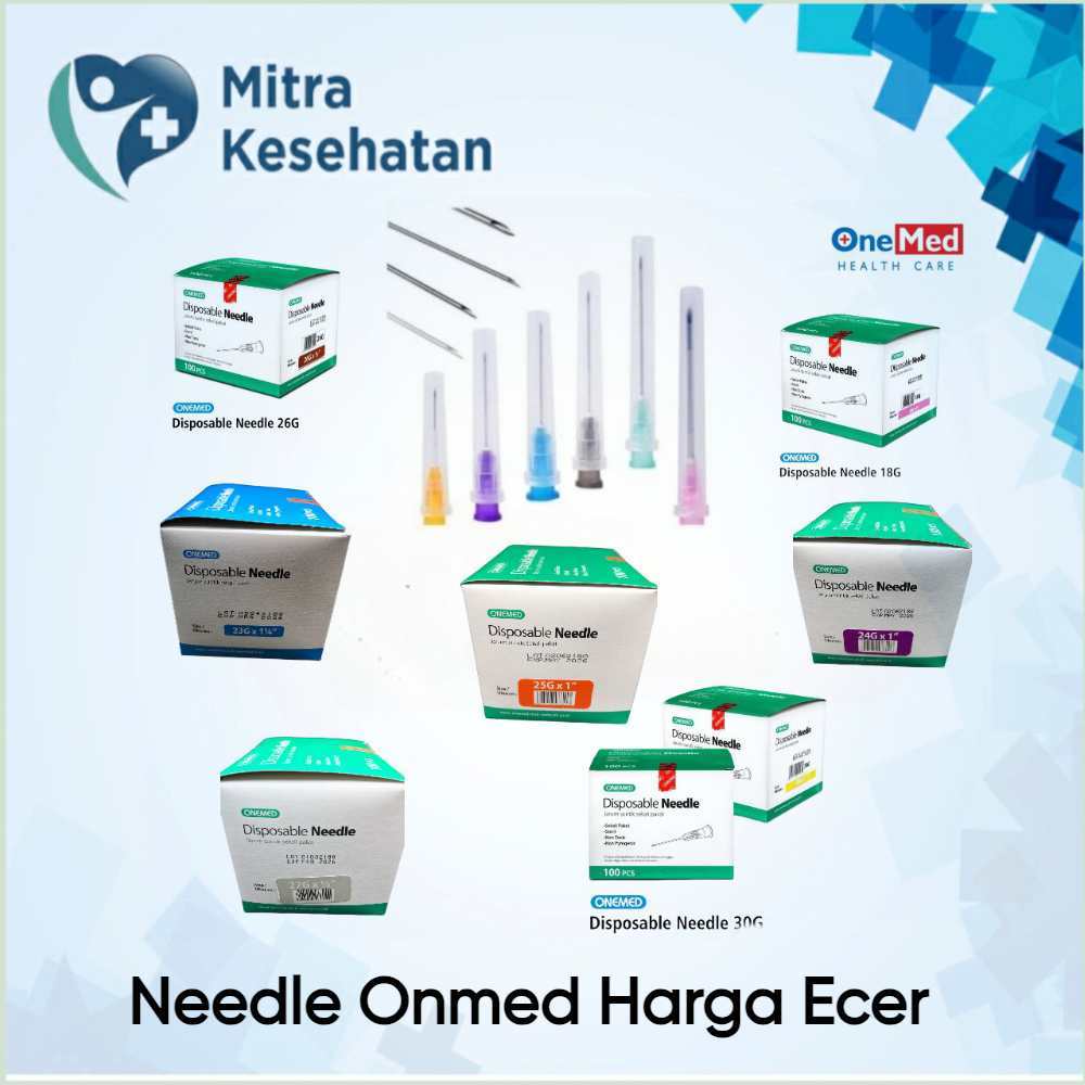 Neddle Disposable needle onemed 18 23 24 25 26 27 30 harga ecer per 5 Pcs