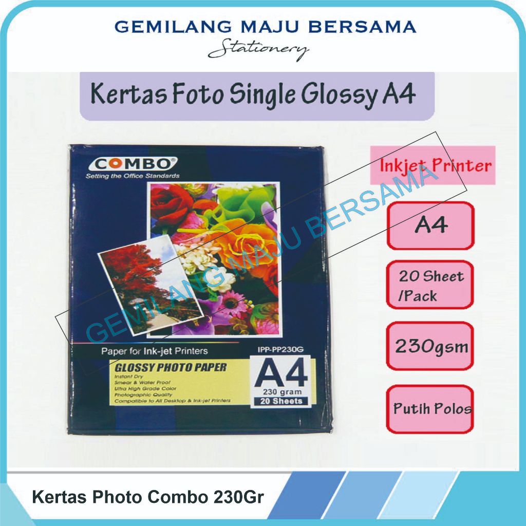 KERTAS PHOTO GLOSSY 230 GRAM COMBO