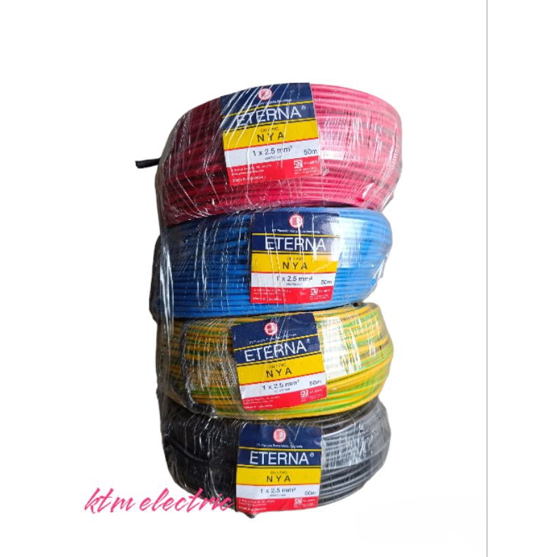 Kabel NYA 1x2,5 @50mtr Eterna/Kabel kawat tembaga NYA 1X2,5 Eterna