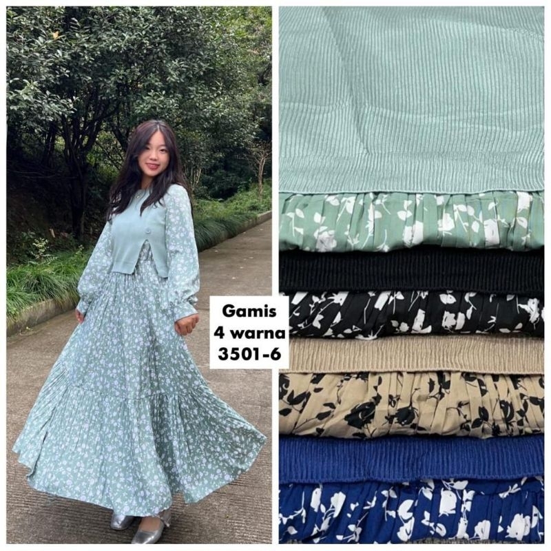 GAMIS RAJUT ZARA PREMIUM MIX KATUN BUNGA PLISKET IMPORT BY ZARA WOMAN