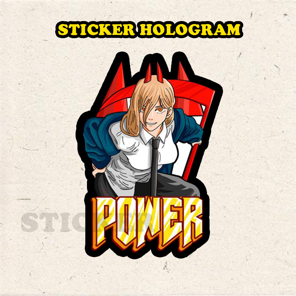 

Stiker Hologram Power CHainsaw man ukuran 8 cm