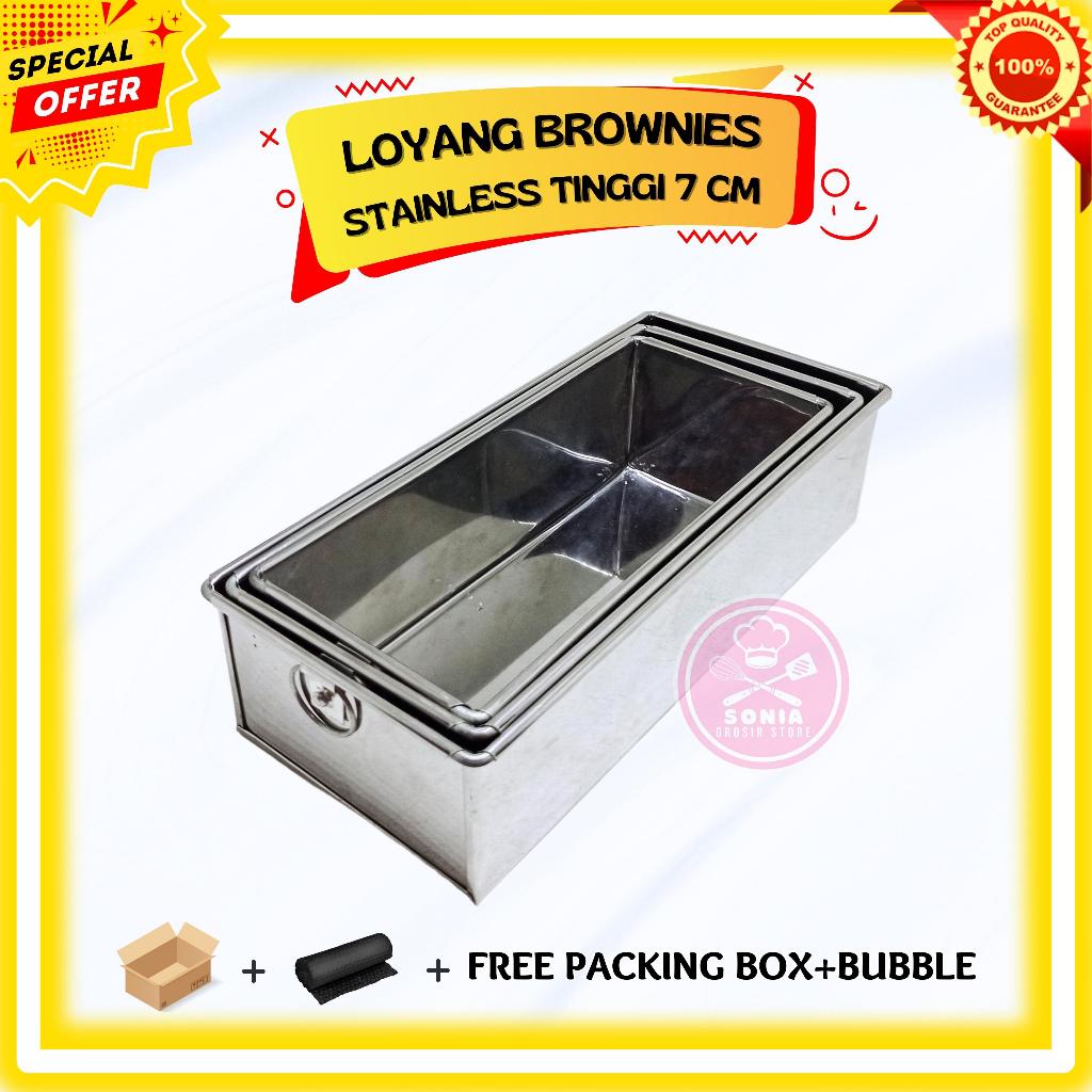 Loyang Brownies Stainless / Loyang Roti Tawar Stainless / Loyang Persegi Panjang Tinggi 6 Cm Bahan S