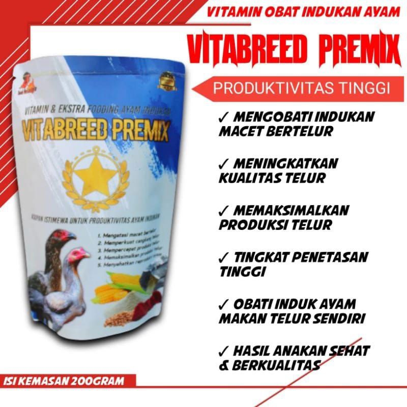 

Piscoklegit_ Vitabreed Premix Untuk Ayam Betina Susah Bertelur Agar Lancar 200Gram