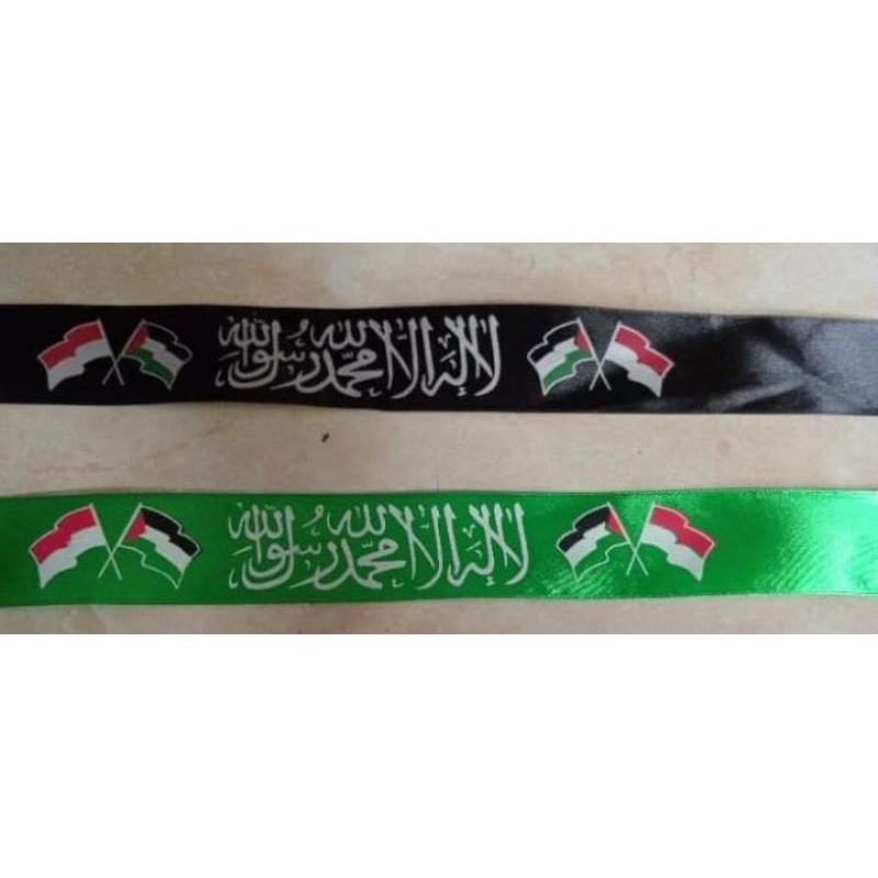 ikat kepala tauhid hijau / hitam isi 10