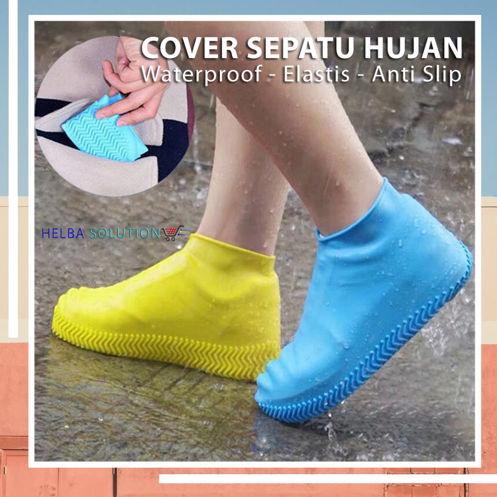 Cover Sepatu Hujan Karet Elastis Pelindung Sepatu Anti Air Anti Slip Shoes Cover Waterproof