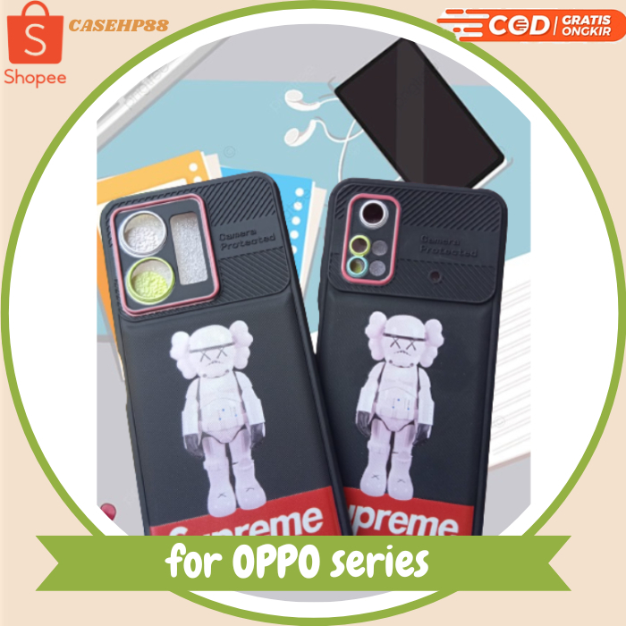 Case For Oppo A12 A15 A17K A35 2021 Case Softcase Suprame Kaws Hitam Case Untuk Cowo / Pria Cewek Ke