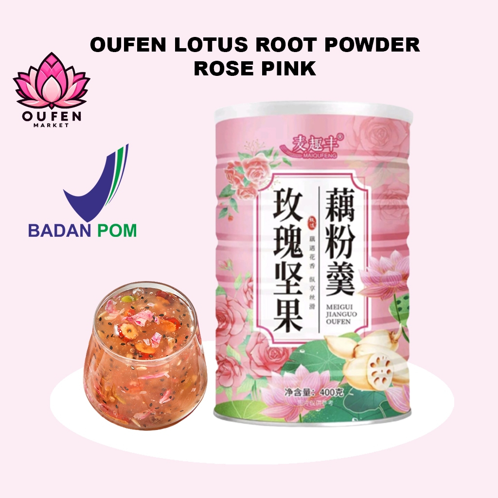 Ou fen Lotus Root Powder Oufen Akar Teratai Rasa Rose Pink Makanan Diet