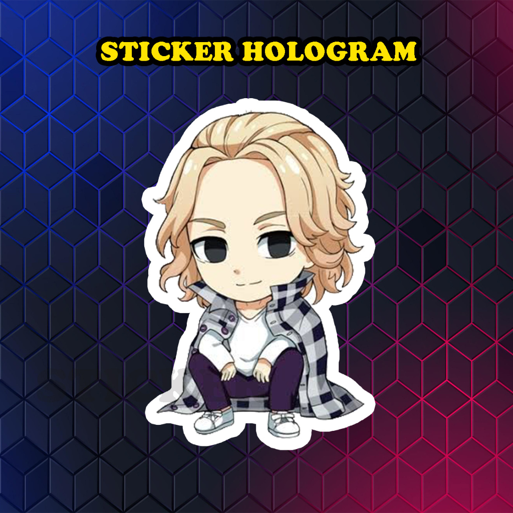 Stiker Hologram Mikey chibi Tokyo Revengers ukuran 7 cm