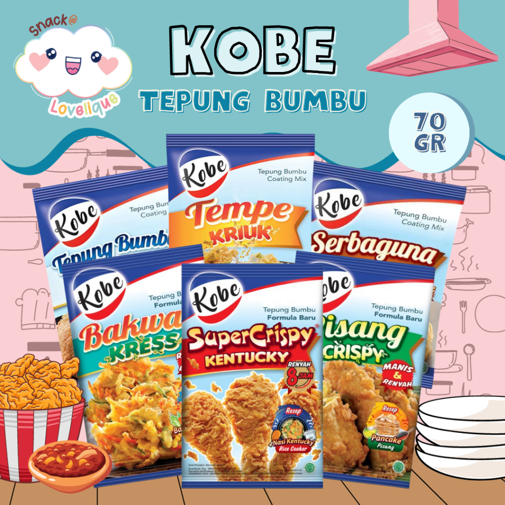 

Kobe Tepung Bumbu Serbaguna 70g All - Variant ( Tempe Kriuk / Serbaguna Spesial / Super Kentucky / Tepung Bumbu Putih / Bakwan Kress / Pisang Crispy )