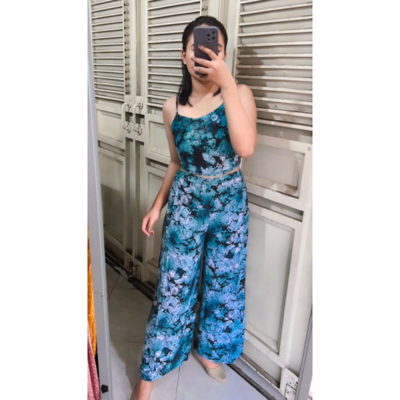 setelan crop piyama bali camille