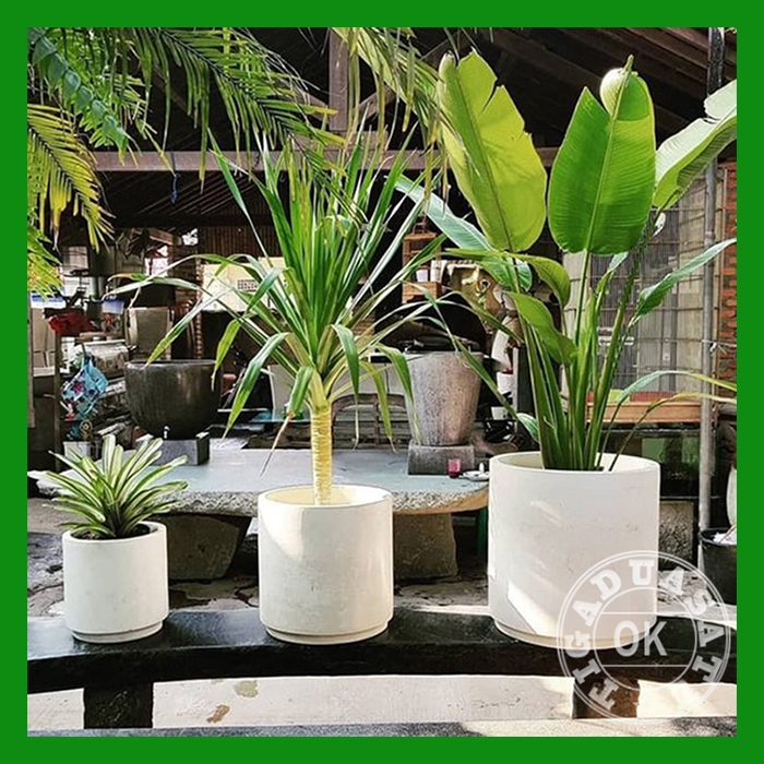 Pot Teraso Standing Tabung Silinder Handmade