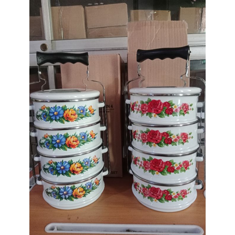 FOOD CARRIER RANTANG ENAMEL, PANDA SUSUN 4