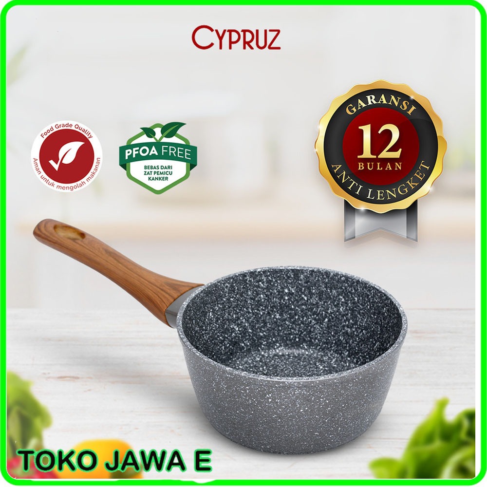 PANCI SAUCE PAN CYPRUZ GREY MARBLE PAN SERIES Cypruz Sauce Pan - Anti Lengket Anti Gores