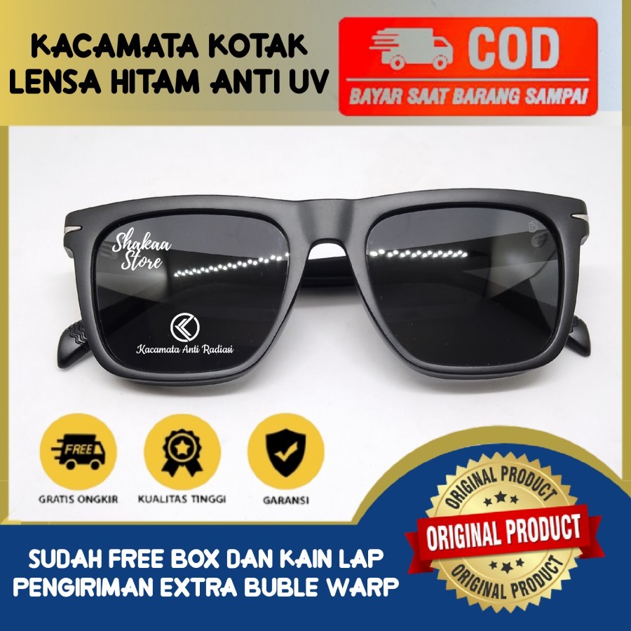 Kacamata Hitam Pria Kotak Sunglasses Frame Tebal D.Beckham Fashionable Hitam