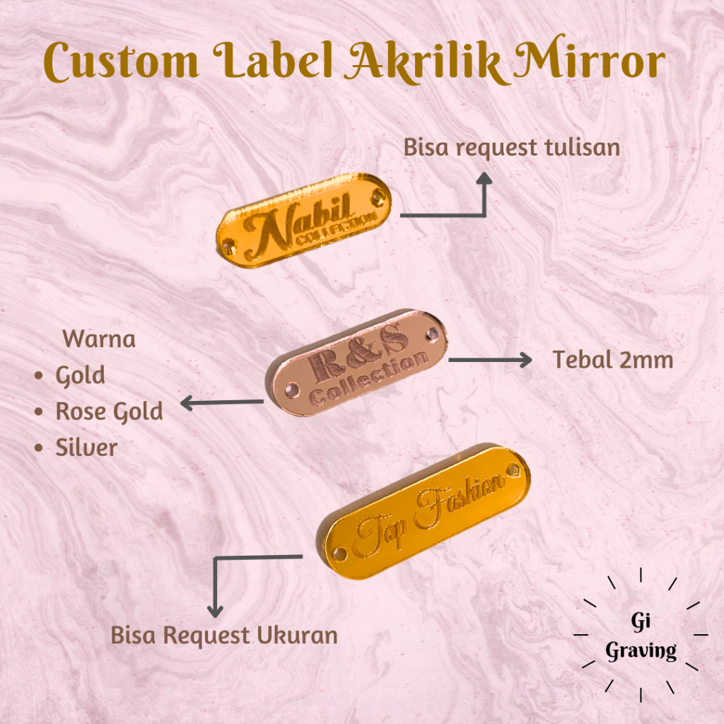 Label Hijab Pin Akrilik Label Kerudung Akrilik Hand Tag Akrilik