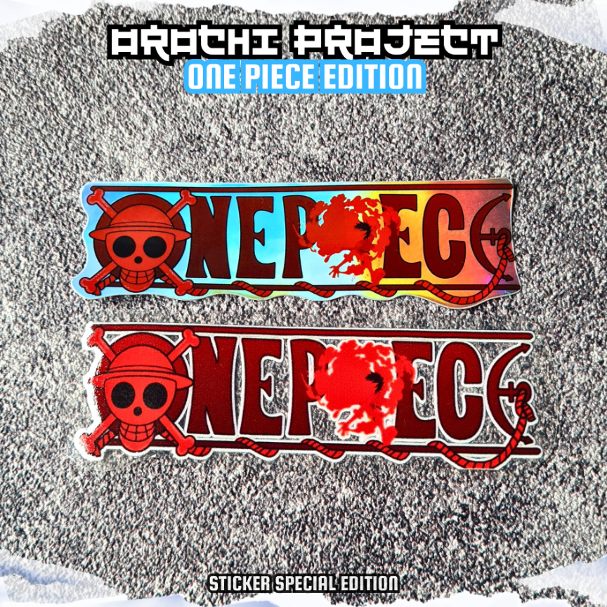 

Sticker Stiker Anime Logo One Piece Red Monkey D. Luffy Hologram DTF UV Anti Air HP Laptop Tumbler Motor Helm
