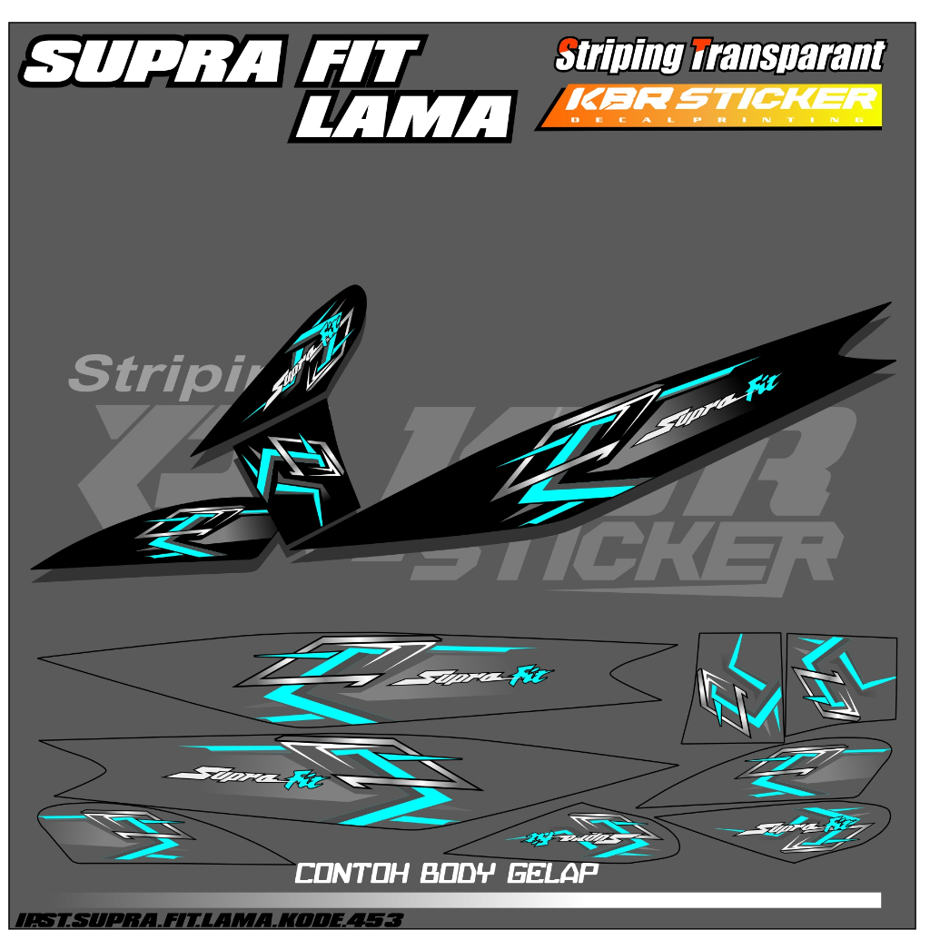 (COD) STRIPING MOTOR HONDA SUPRA FIT LAMA HOLOGRAM DAN TRANSPARAN IP.KODE-453