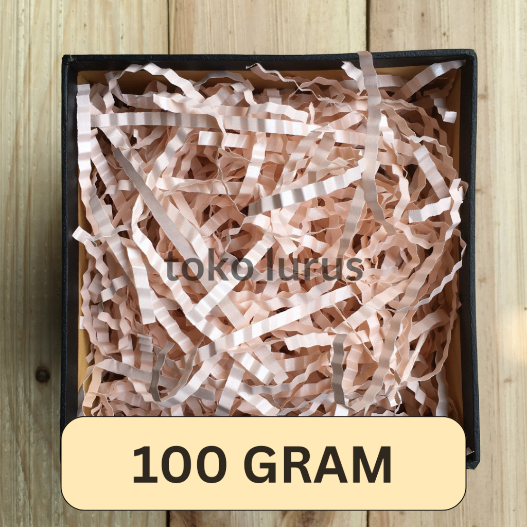 

Shredded Paper Keriting Premium Peach Pink 100 Gram untuk Hampers Kado Parcel