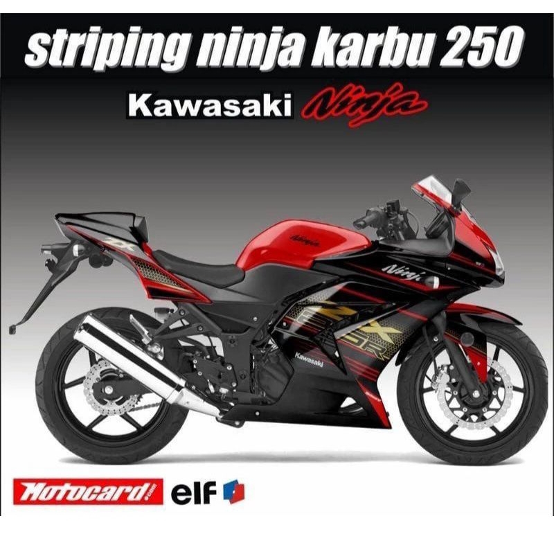 stripping lis sticker variasi kawasaki ninja 250 karbu motif zx 25R merah decal stripping ninja 250 