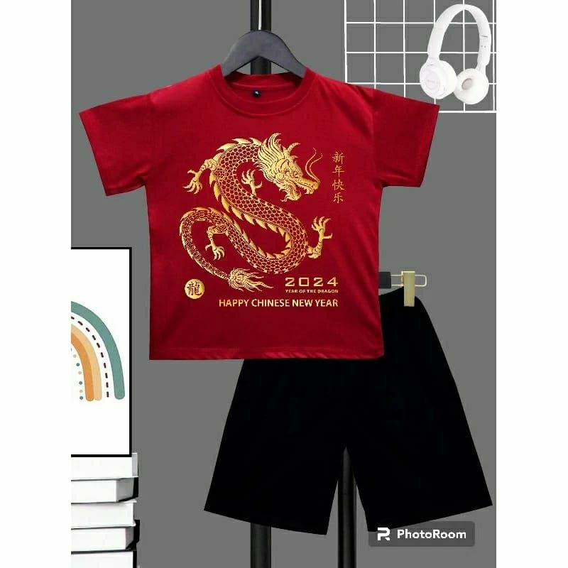 Setelan Kaos Sincia Anak Laki Naga 2024 / Kaos Imlek Anak Laki Naga 2024