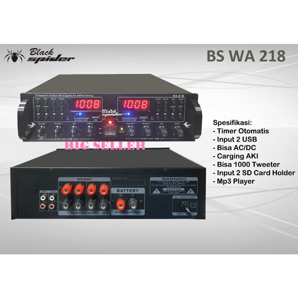 AMPLIFIER BLACK SPIDER BS WA218 AMPLI WALET BLACKSPIDER BS WA 218