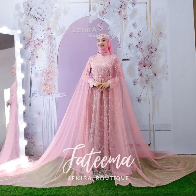 FATEEMA Wedding Dress MEWAH PAKET LENGKAP FREE VEIL, PASMINA, CADAR dan tile Wings slayer Mewah berpayet / Gaun pernikahan putih / akad nikah / prewedding / maternity  Realpict ORI by ZenirA