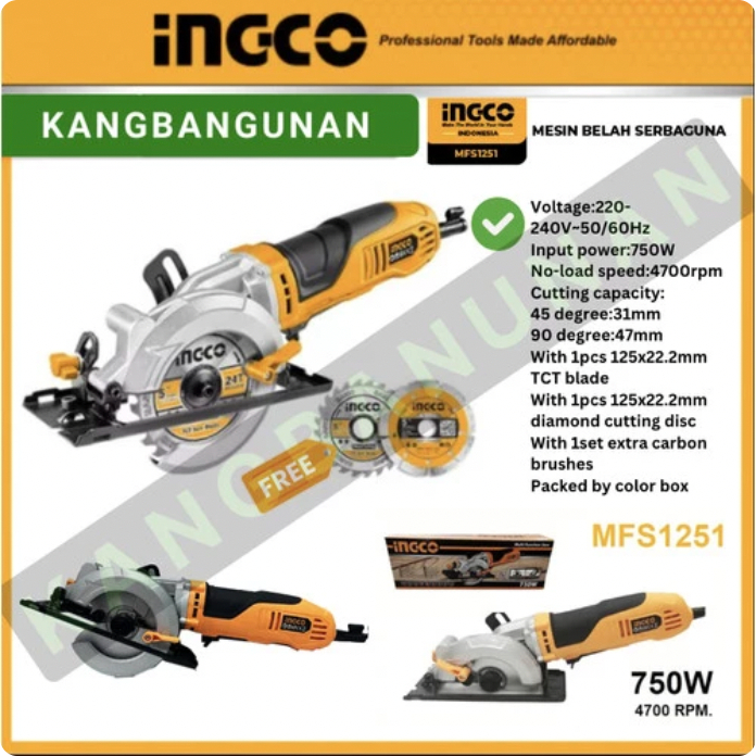 Gergaji Serkel Gerinda (5”) Multi Circular Saw Grinder INGCO MFS1251