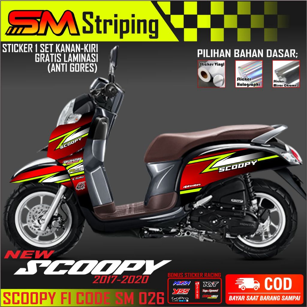 Striping Scoopy 2017 2018 2019 2020 Fi New Variasi Stiker Sticker Skotlet Motor Sticker Striping Var