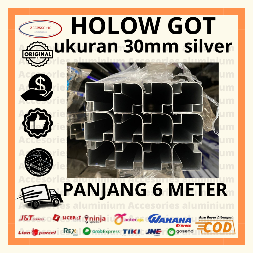 ACCAL - Hollow GOT Aluminium 30MM Panjang 6 Meter | GRATIS ONGKOS POTONG