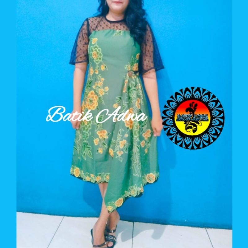 DRESS VANIA LAPIS FURING CANTIK DAN ELEGAN - DRESS BATIK ADWA - KAIN KATUN PREMIUM BAJU PESTA UKURAN