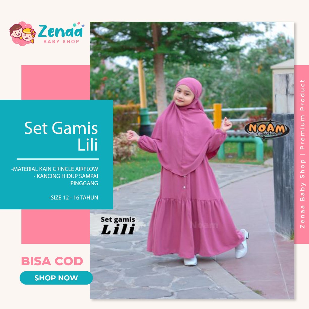 Set gamis lili setelan gamis dan kerudung instan gamis syari anak gamis anak remaja grosir gamis ana