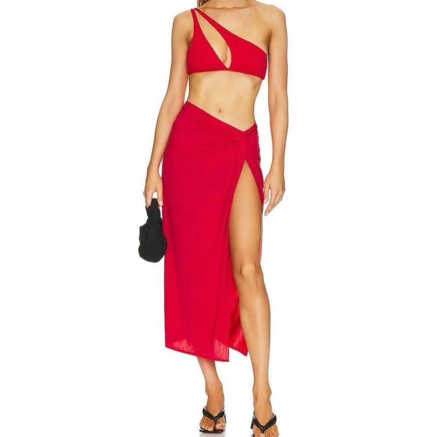 Baju pantai wanita BELLA SONG set pantai merah red bikini rok pantai wanita bali ootd