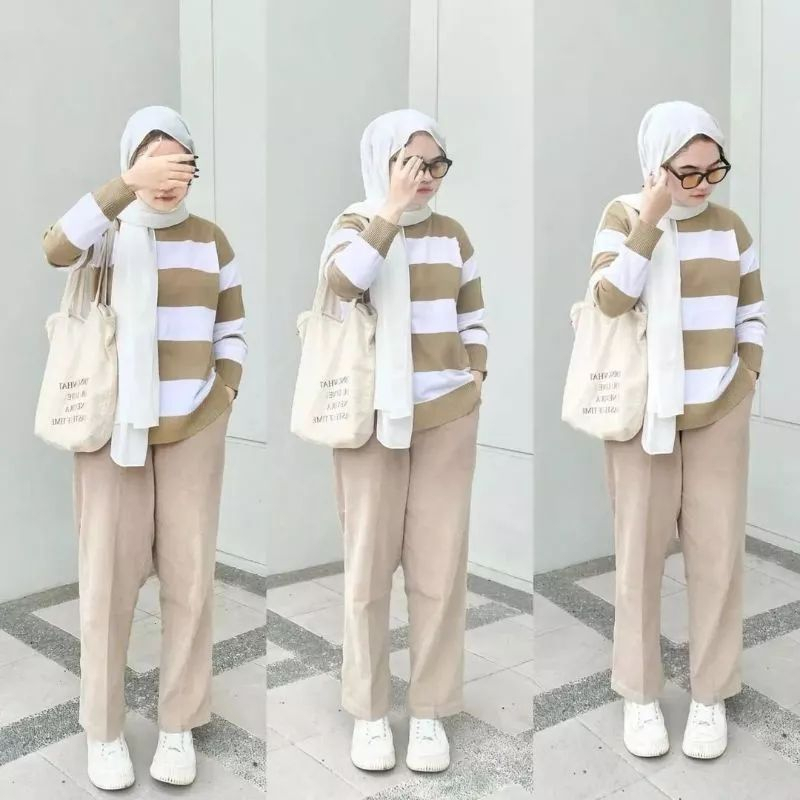 SWEATER EIRA JUMBO BAJU RAJUT WANITA LENGAN PANJANG STRIP BLASTER SIZE L XL XXL