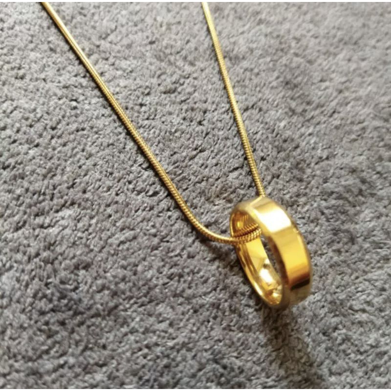 KALUNG DAN CINCIN PRIA WANITA TITANIUMASLI SILVER DAN EMAS // KALUNG CINCIN DG_RATUJAYA