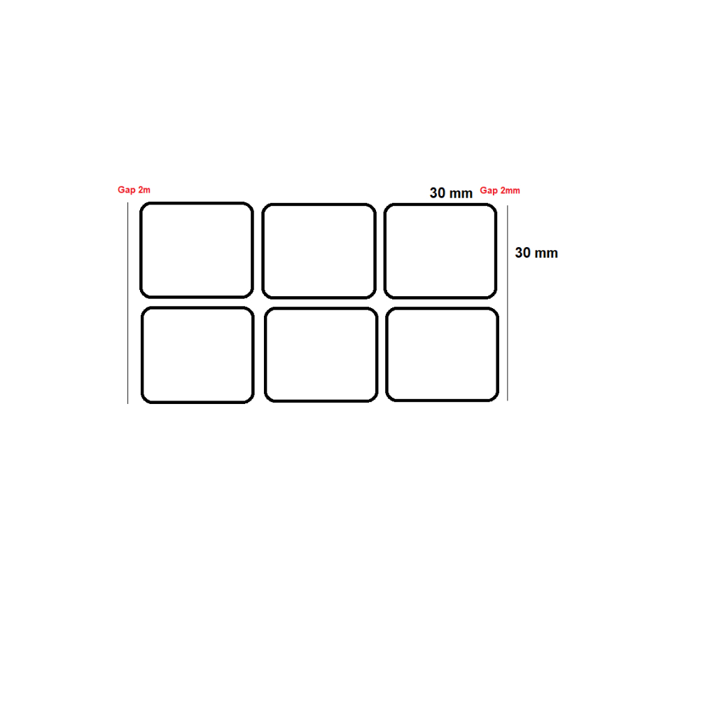 

Semi Coated 30x30mm 3 Line 1500pcs Gap 2mm, Core 1" (1 Pack 32 Roll)
