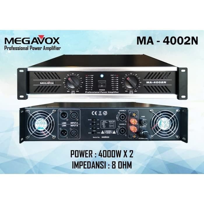 POWER AMPLIFIER MEGAVOX  ORIGINAL MA 4002 / MA 4002N / MA4002