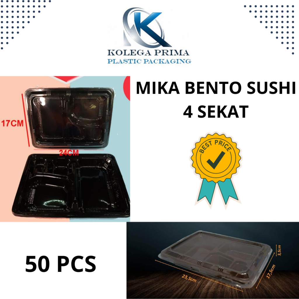 MIKA BENTO SEKAT 4/ MIKA NASI BENTO/ TRAY BENTO MURAH ISI 50PCS