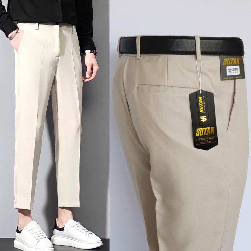 CELANA BAHAN FORMAL PRIA SLIMFIT CREAM
