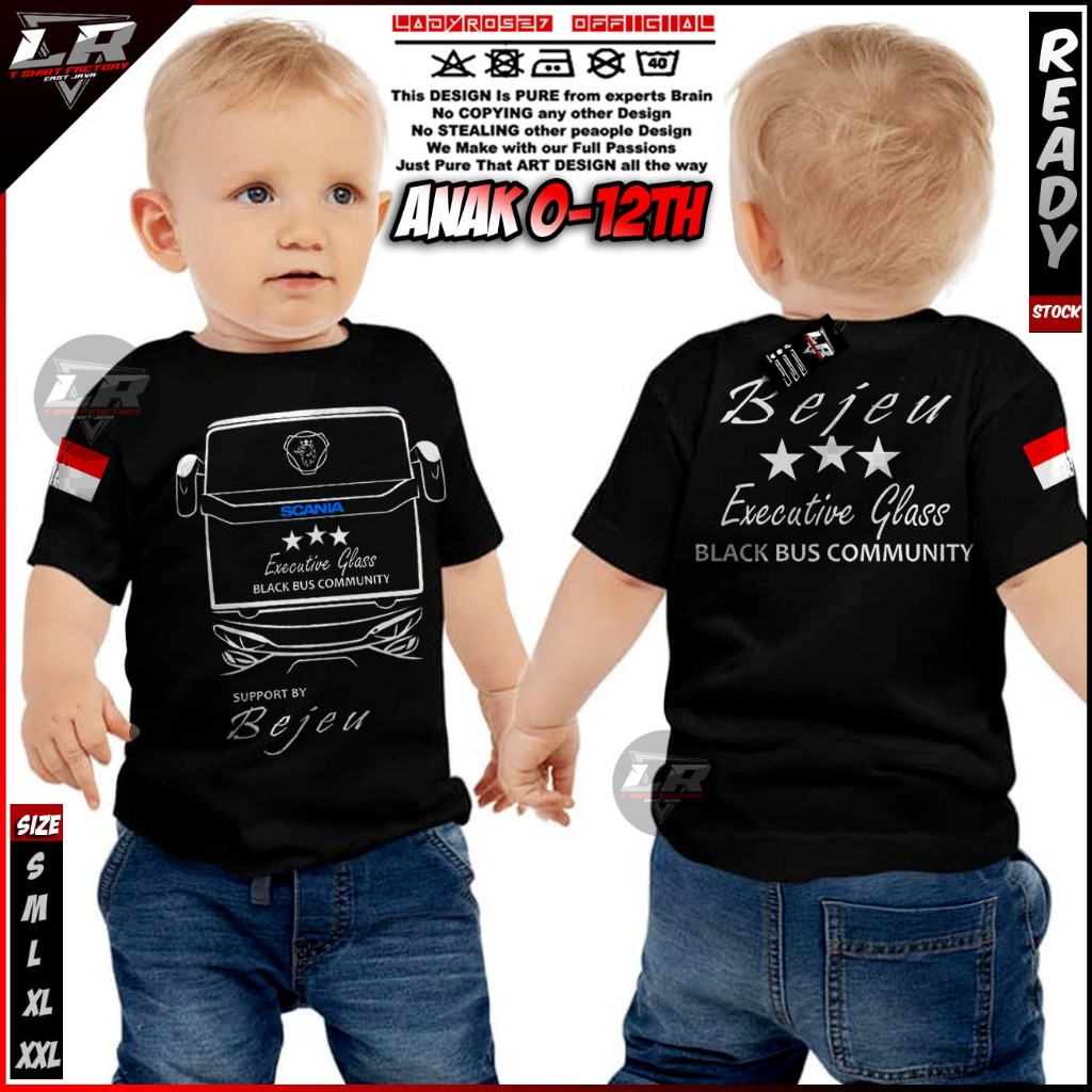 Baju Kaos Anak SCANIA EXECUTIVE CLASS BLACK BUS COMMUNITY Lengan Pendek
