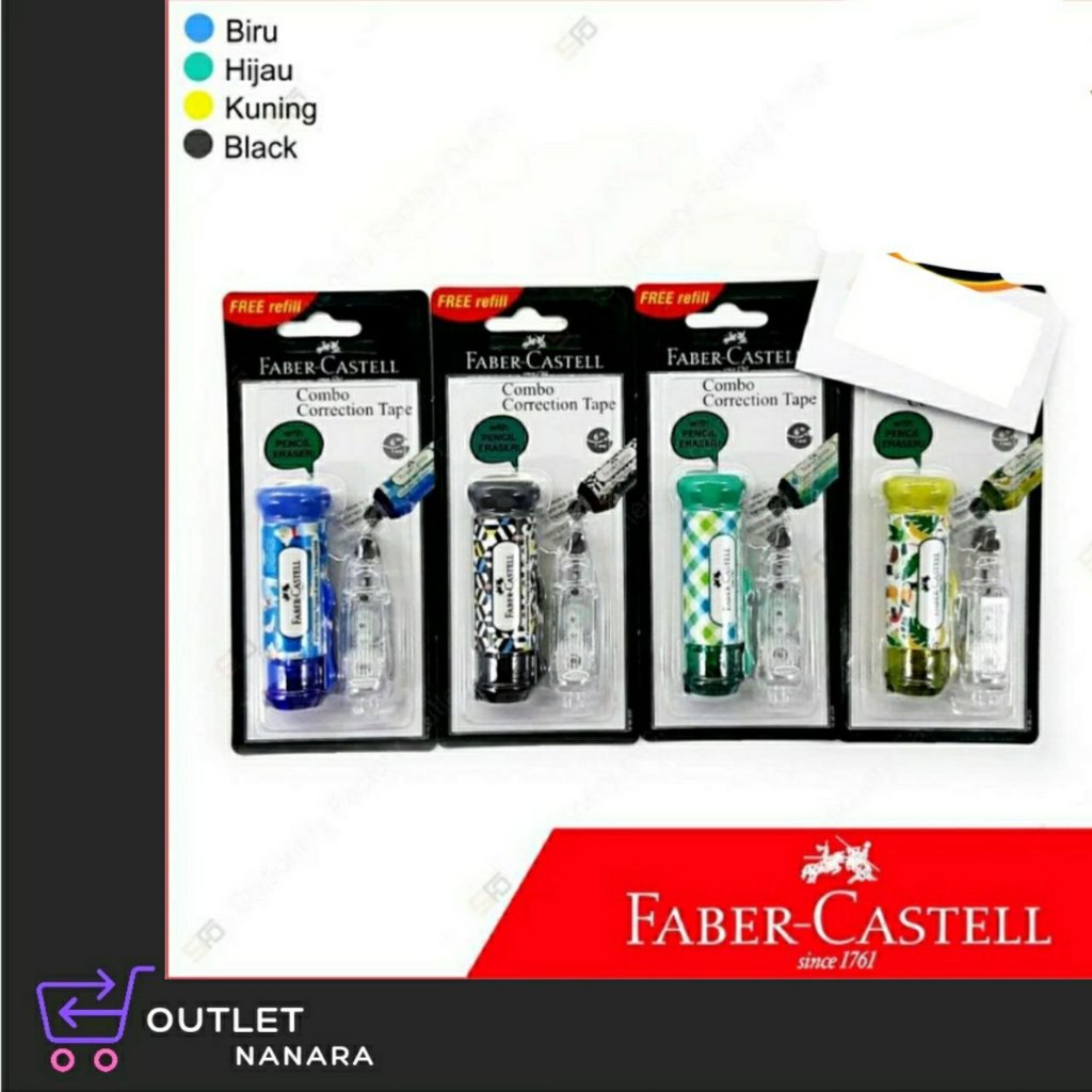 

Correction Tape Faber Castell 2 in 1 With Eraser + 1 Refill - QDR F1695 - Hijau
