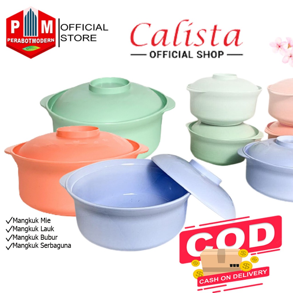 Mangkuk Calista Sakura Plus Tutup Mangkuk Sayur Plastik Mangkuk Lauk Mangkuk Serbaguna