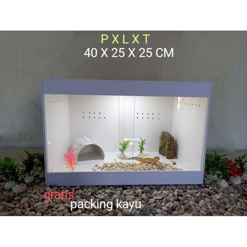 kandang reptile/kandang gecko ukuran 40 x 25 x 25 cm