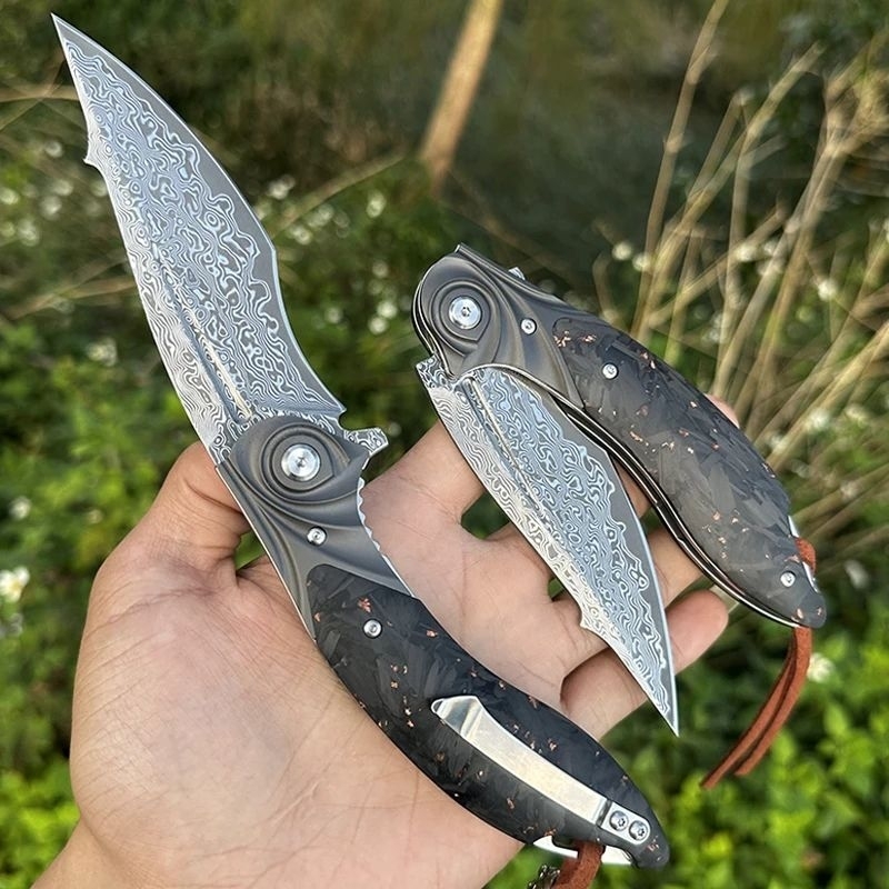 VG10 DAMASCUS STEEL 85 layers  Raytheon folding knife 60 HRC