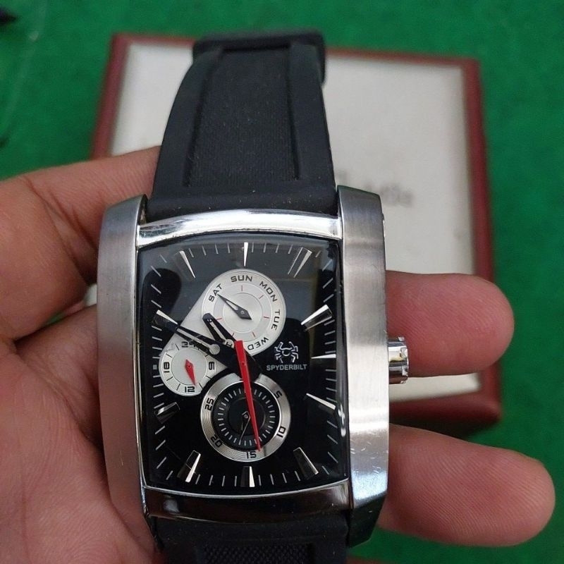 jam tangan kotak original chronograph Spyderbilt  preloved second bekas