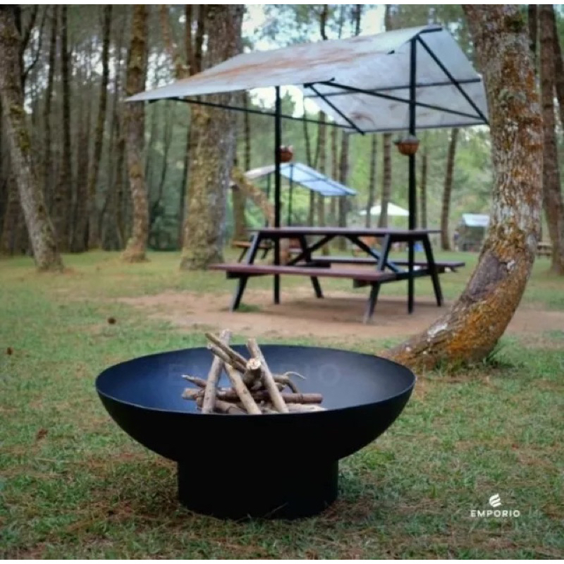 Wajan Api Unggun Plat Besi Baja Hitam Tebal