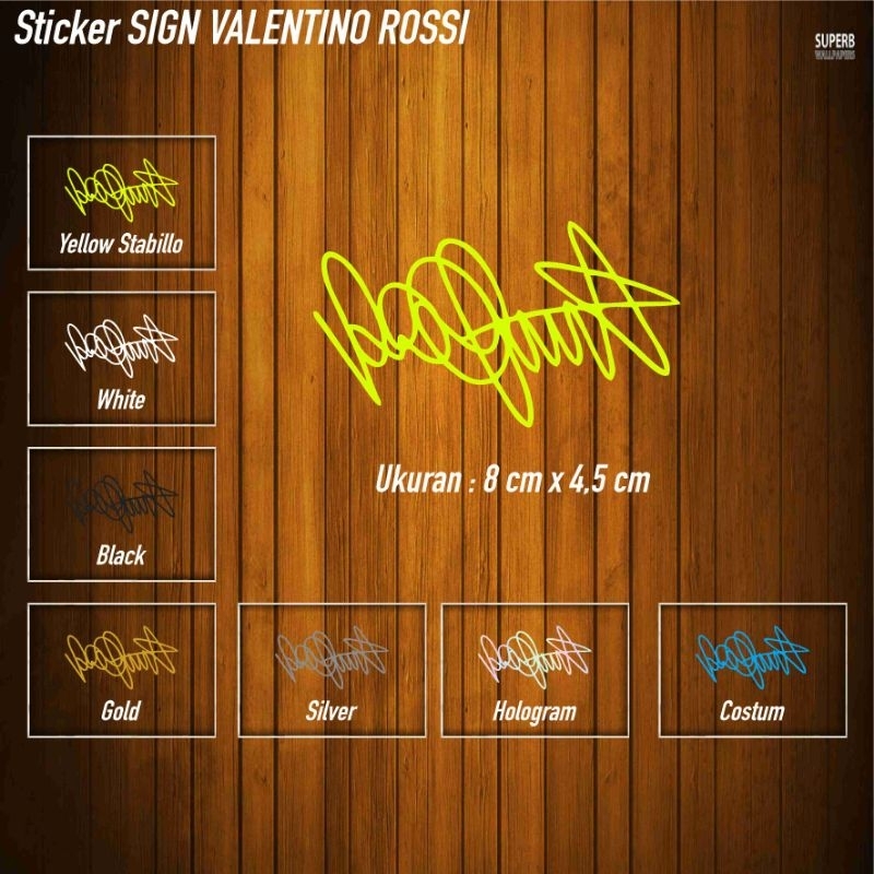 cutting sticker sign Valentino Rossi tanda tangan