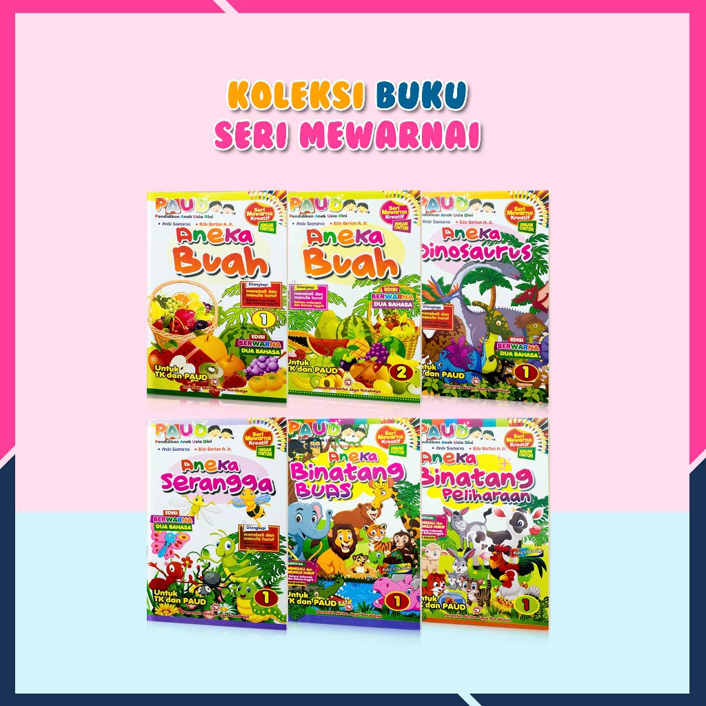 Buku Anak / Buku Mewarnai Anak 2 dan 3 Tahun / Seri Mewarnai Kreatif Dinosaurus Serangga Binatang Bu