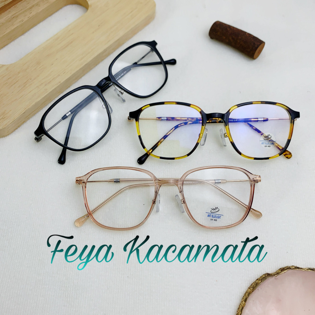 Kacamata Pria Wanita Frame Kotak Terbaru Minus Optik Photocromic Bluecromic Blueray FY6137